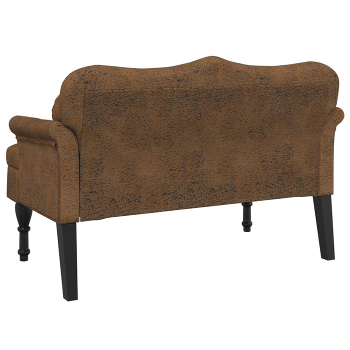 Bancă cu perne maro 120,5x65x75 cm piele ecologică întoarsă WALTI