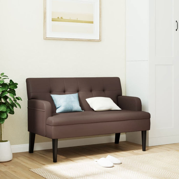 Banchetă cu spătar, maro, 112x65,5x75 cm, piele ecologică - WALTI WALTI