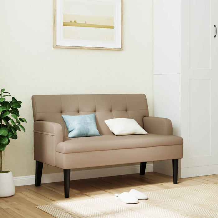 Banchetă cu spătar, cappuccino, 112x65,5x75 cm, piele ecologică WALTI