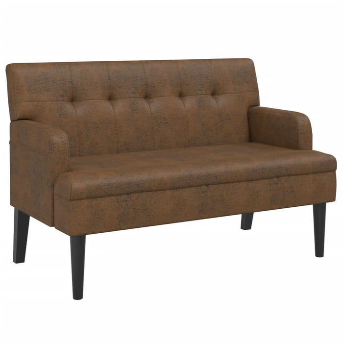 Banchetă cu spătar maro 112x65,5x75 cm piele întoarsă ecologică - WALTI WALTI