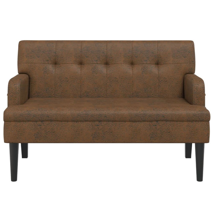 Banchetă cu spătar maro 112x65,5x75 cm piele întoarsă ecologică - WALTI WALTI