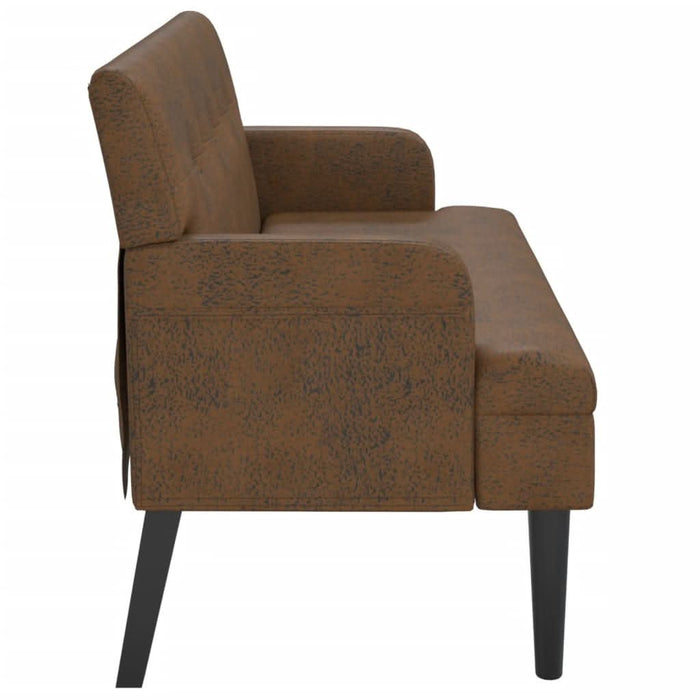 Banchetă cu spătar maro 112x65,5x75 cm piele întoarsă ecologică - WALTI WALTI