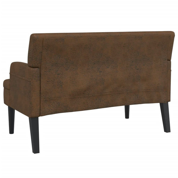 Banchetă cu spătar maro 112x65,5x75 cm piele întoarsă ecologică - WALTI WALTI