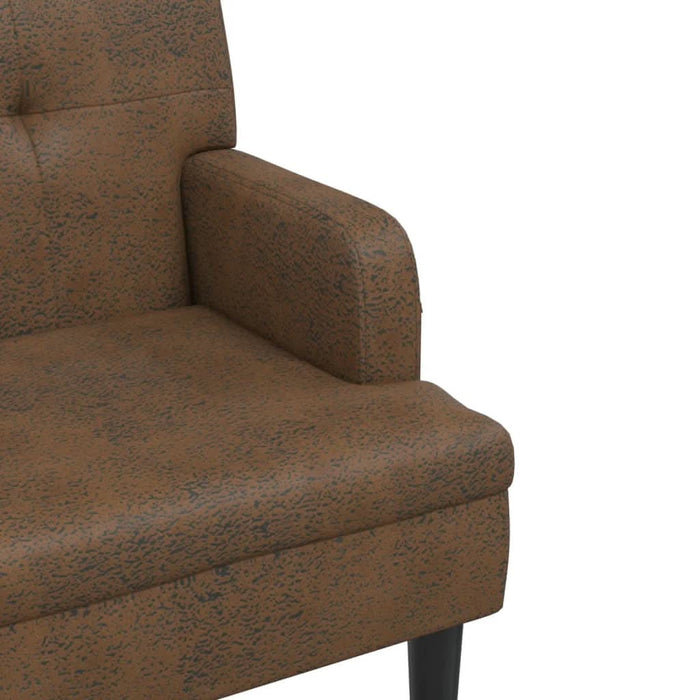 Banchetă cu spătar maro 112x65,5x75 cm piele întoarsă ecologică - WALTI WALTI