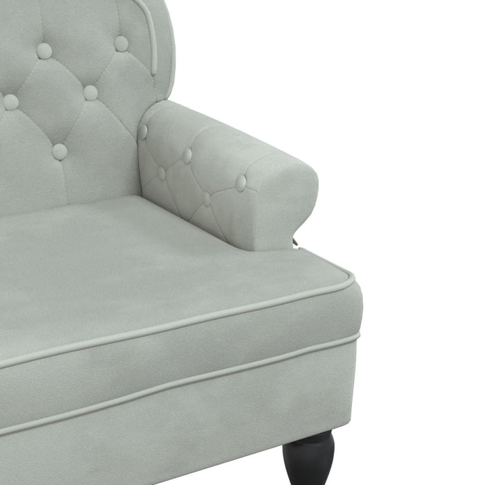 Bancă cu spătar gri deschis 119,5x64,5x75 cm catifea WALTI