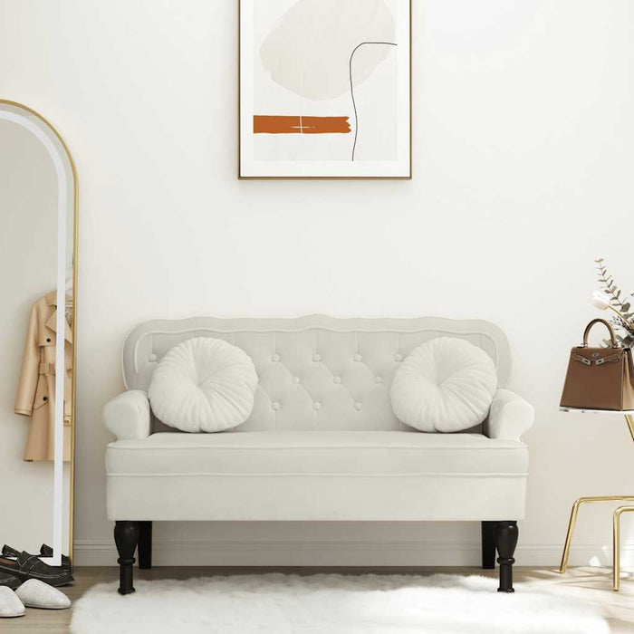 Banchetă cu spătar, crem, 119,5x64,5x75 cm, catifea WALTI