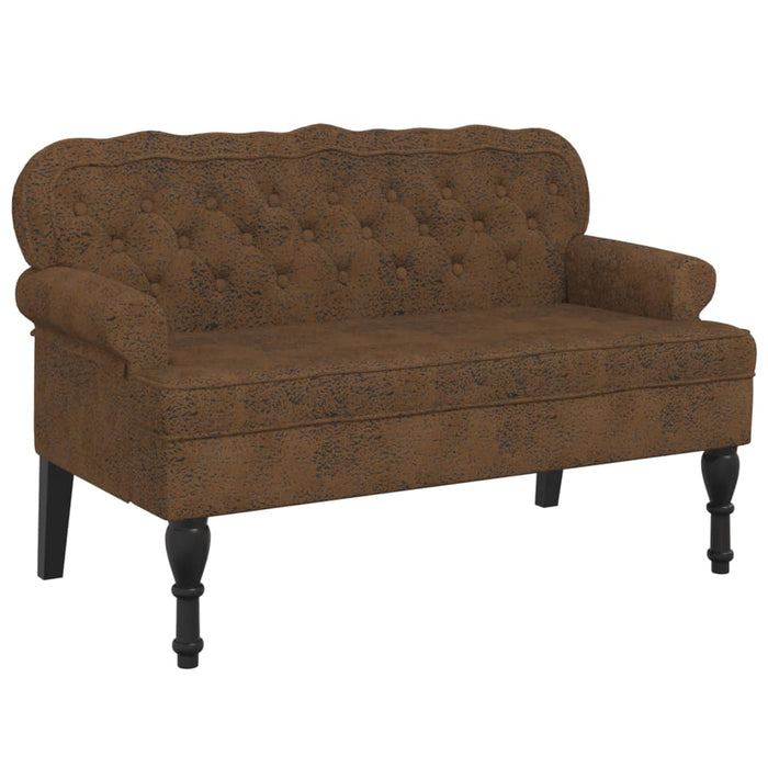 Banchetă cu spătar maro 119,5x64,5x75 cm piele întoarsă eco. - WALTI WALTI