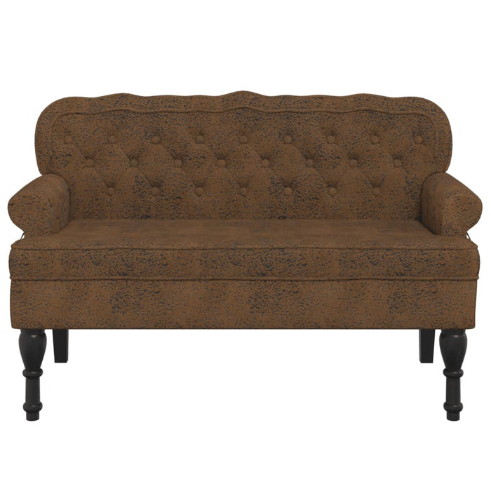 Banchetă cu spătar maro 119,5x64,5x75 cm piele întoarsă eco. - WALTI WALTI