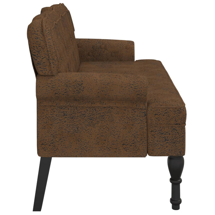 Banchetă cu spătar maro 119,5x64,5x75 cm piele întoarsă eco. - WALTI WALTI