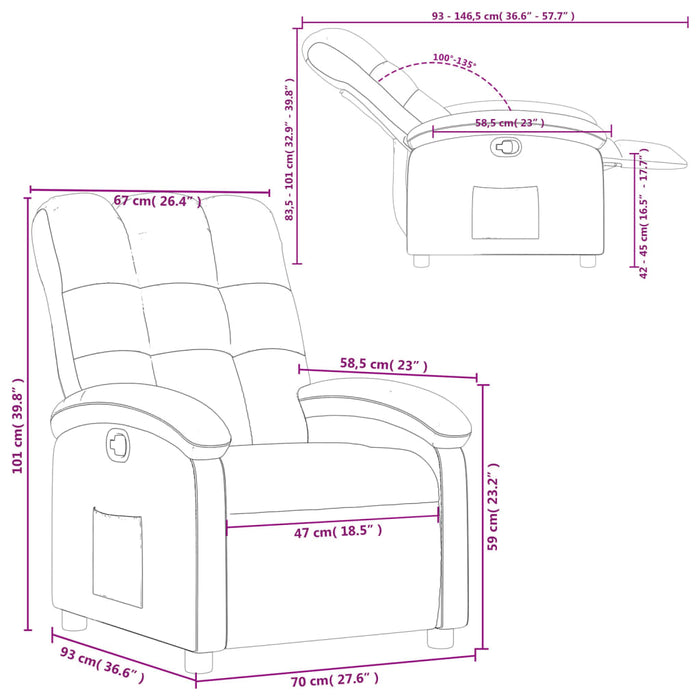 Fotoliu rabatabil, negru, material textil - WALTI WALTI