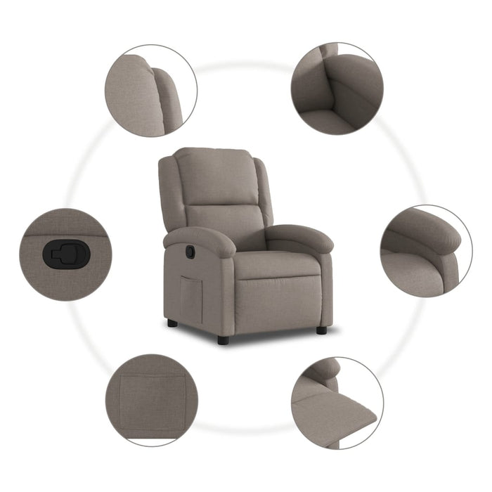 Fotoliu rabatabil, gri taupe, material textil - WALTI WALTI