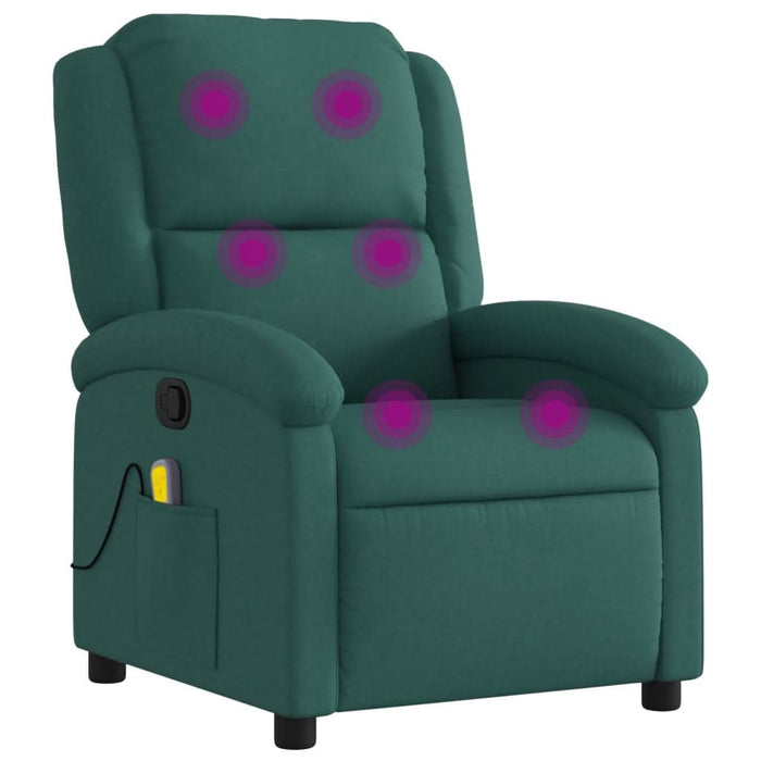 Fotoliu de masaj rabatabil, verde închis, material textil - WALTI WALTI