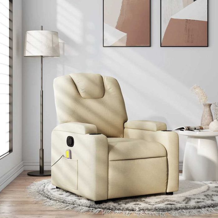 Fotoliu rabatabil de masaj, crem, material textil - WALTI WALTI