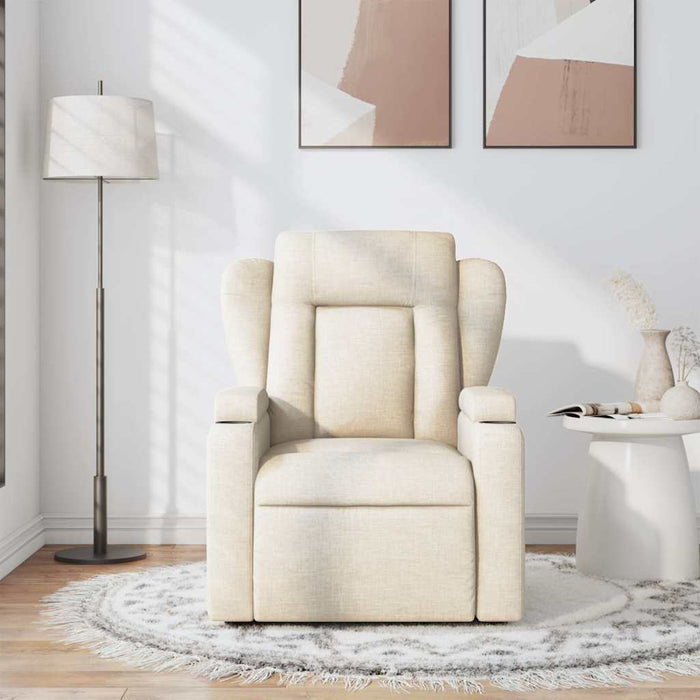 Fotoliu rabatabil de masaj, crem, material textil - WALTI WALTI
