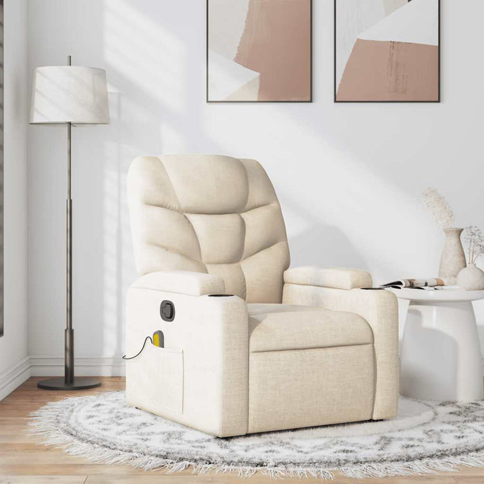 Fotoliu rabatabil de masaj, crem, material textil - WALTI WALTI