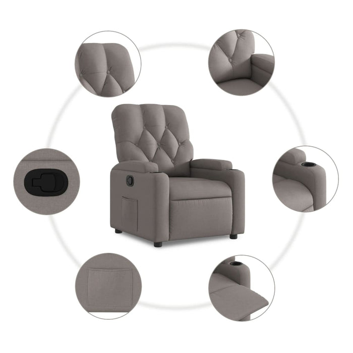 Fotoliu rabatabil, gri taupe, material textil - WALTI WALTI