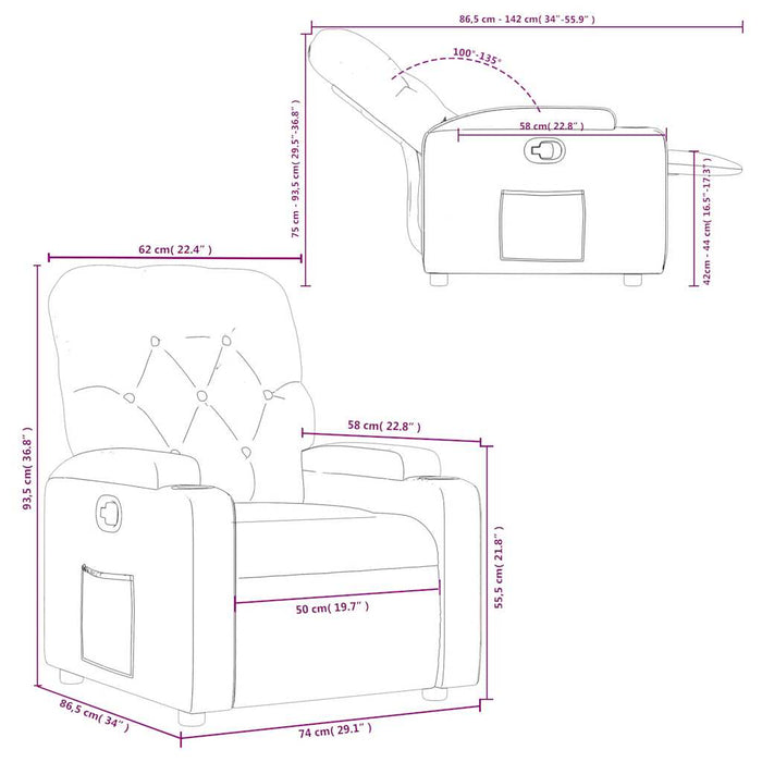 Fotoliu rabatabil, crem, material textil WALTI