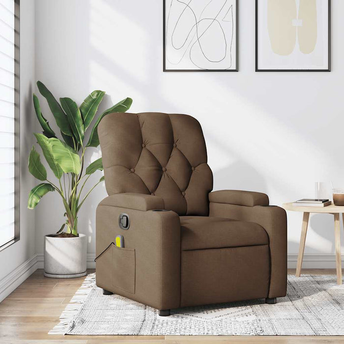 Fotoliu de masaj rabatabil, maro, material textil WALTI