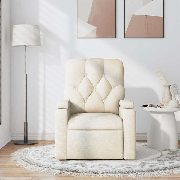 Fotoliu rabatabil de masaj, crem, material textil - WALTI WALTI