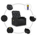 Fotoliu rabatabil cu masaj, negru, piele ecologică - WALTI WALTI
