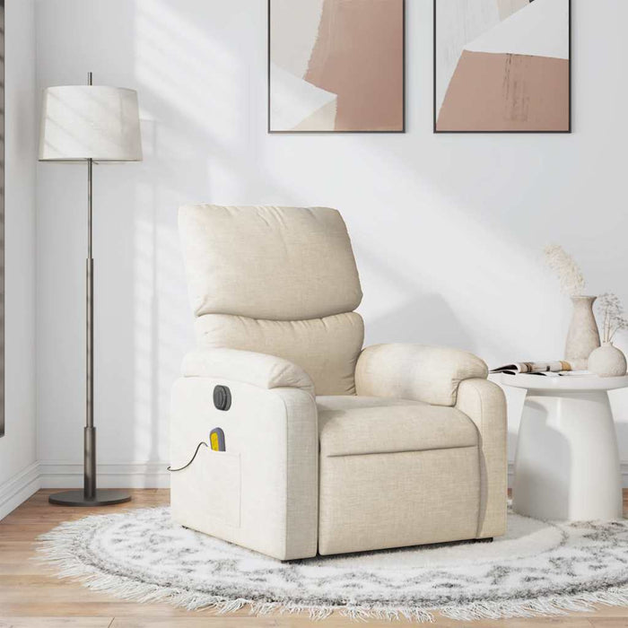Fotoliu rabatabil de masaj, crem, material textil - WALTI WALTI