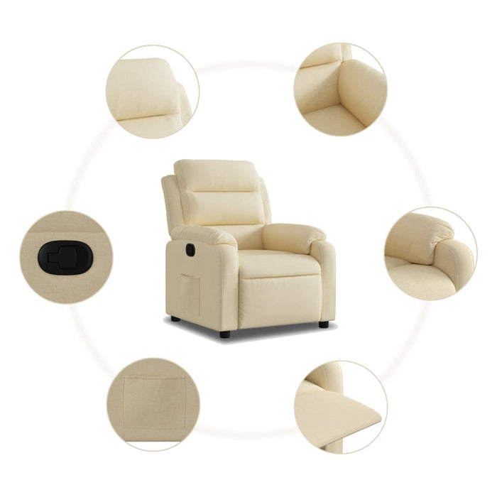 Fotoliu rabatabil, crem, material textil WALTI