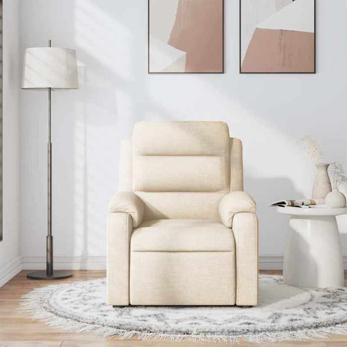 Fotoliu rabatabil de masaj, crem, material textil - WALTI WALTI