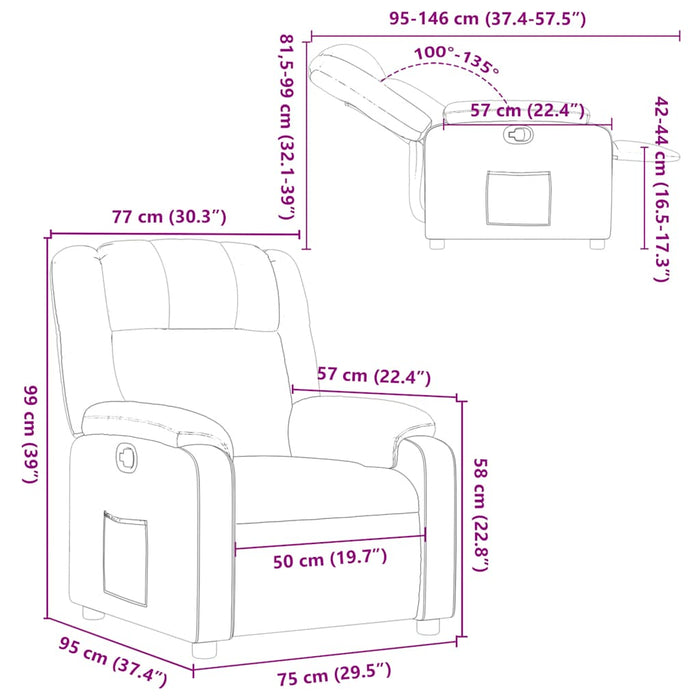 Fotoliu rabatabil, maro, material textil WALTI