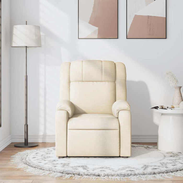 Fotoliu rabatabil de masaj, crem, material textil - WALTI WALTI