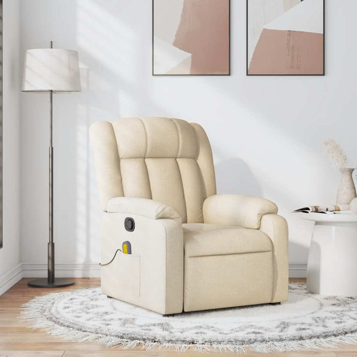 Fotoliu rabatabil de masaj, crem, material textil - WALTI WALTI