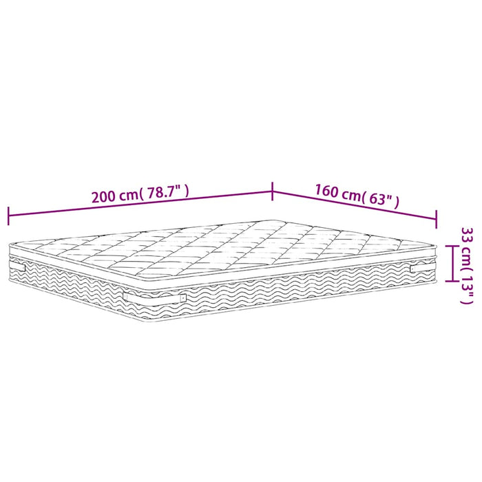 Saltea cu arcuri împachetate Mediu Plus 160 x 200 cm Alb WALTI