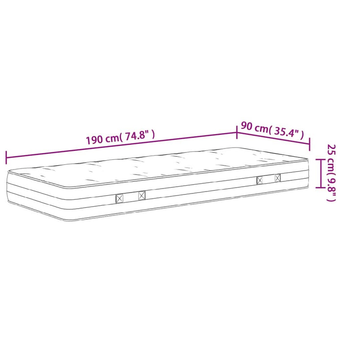 Saltea cu arcuri buzunare Single Size fermitate medie 90x190 cm - WALTI WALTI