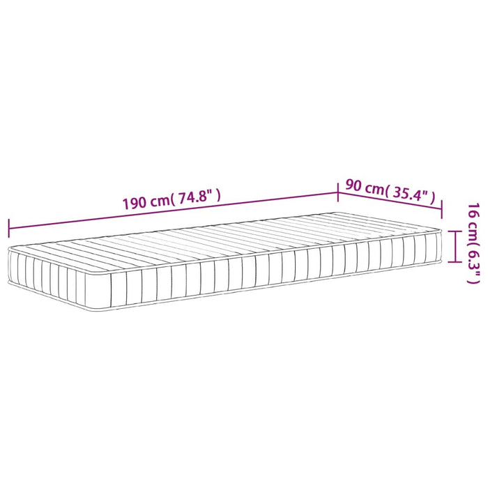 Saltea din spumă Single Size, fermitate medie moale, 90x190 cm - WALTI WALTI