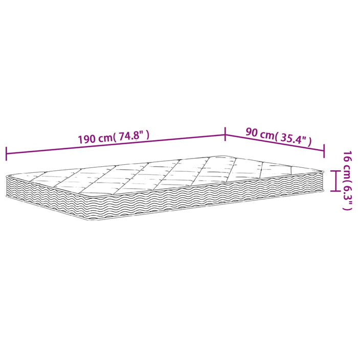 Saltea din spumă Single Size, fermitate medie moale, 90x190 cm - WALTI WALTI