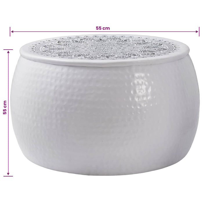 Masă de cafea rotundă ciocănită Alb Ø 55 x 55 cm Aluminiu - WALTI WALTI
