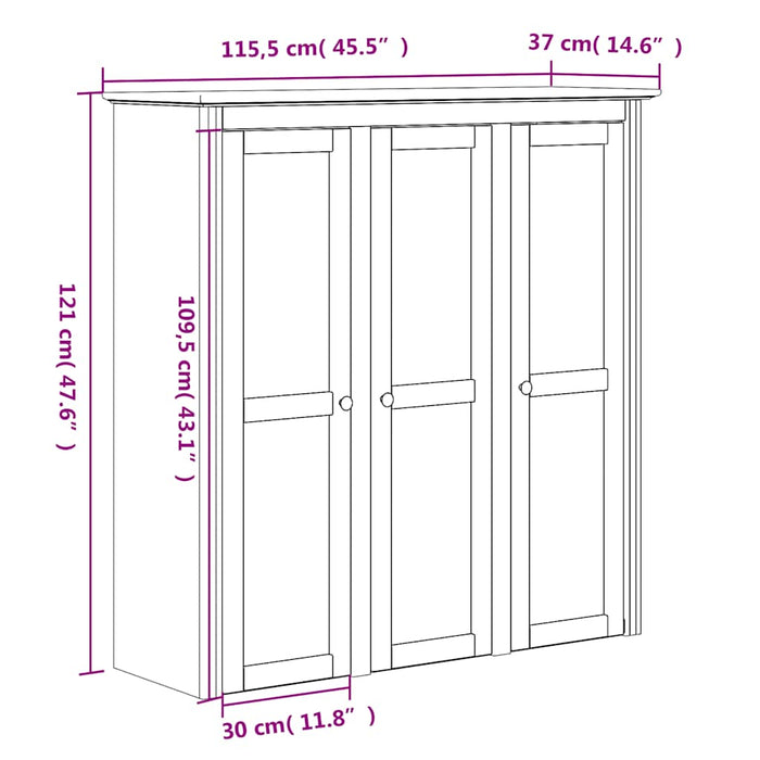 Dulap Înalt "BODO", alb, 115,5x43x200,5 cm, lemn masiv de pin - WALTI WALTI