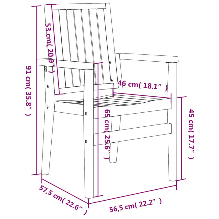 Scaune grădină stivuibile 6 buc. 56,5x57,5x91 cm lemn masiv tec - WALTI WALTI