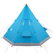 Cort de camping tipi pentru 4 persoane, albastru, impermeabil - WALTI WALTI