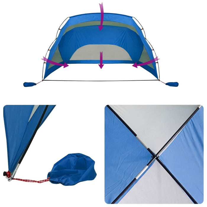 Cort de plajă albastru azur, 274x178x170/148 cm, poliester 185T - WALTI WALTI
