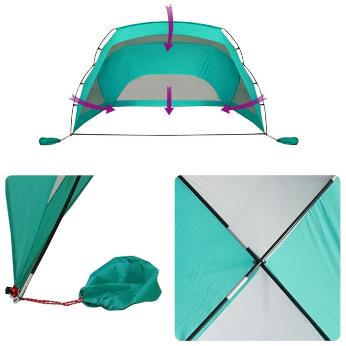 Cort de plajă, verde marin, 274x178x170/148 cm, poliester 185T - WALTI WALTI