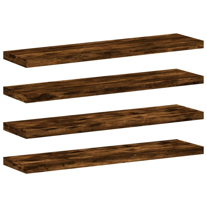 Rafturi perete 4 buc. stejar fumuriu 40x10x1,5 cm lemn compozit - WALTI WALTI