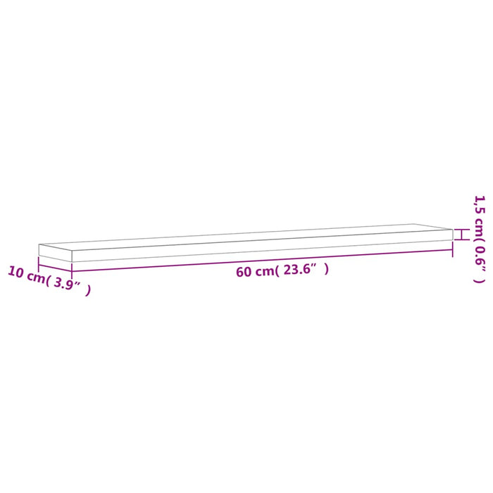Rafturi perete 4 buc. stejar fumuriu 60x10x1,5 cm lemn compozit - WALTI WALTI