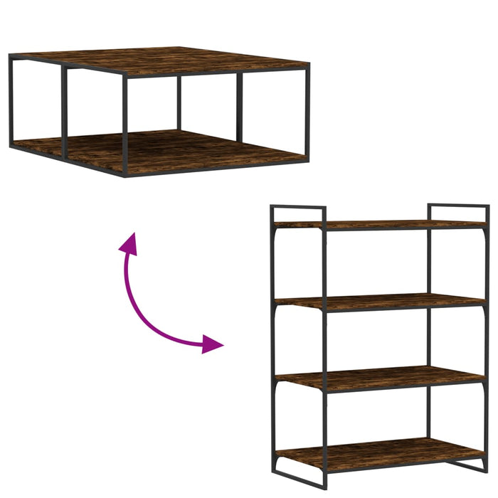 Rafturi perete 4 buc. stejar fumuriu 80x50x1,5 cm lemn compozit WALTI