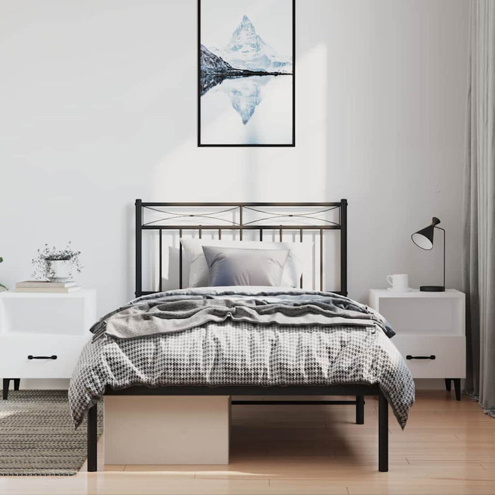 Cadru de pat din metal cu tăblie, negru, 100x200 cm WALTI