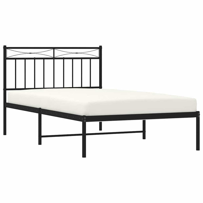 Cadru de pat din metal cu tăblie, negru, 100x200 cm WALTI