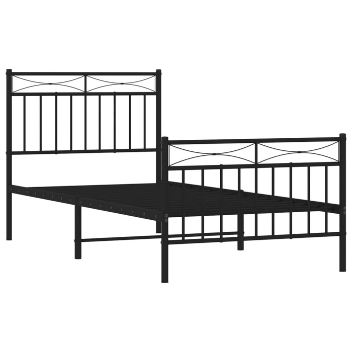 Cadru pat metalic cu tăblii de cap/picioare, negru, 90x200 cm - WALTI WALTI