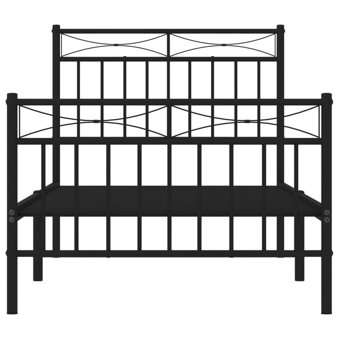 Cadru pat metalic cu tăblii de cap/picioare, negru, 90x200 cm - WALTI WALTI