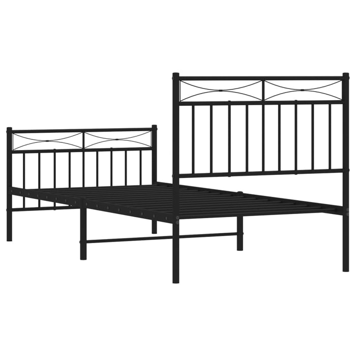 Cadru pat metalic cu tăblii de cap/picioare, negru, 90x200 cm - WALTI WALTI