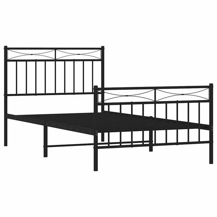 Cadru pat metalic cu tăblii de cap/picioare, negru, 100x190 cm - WALTI WALTI