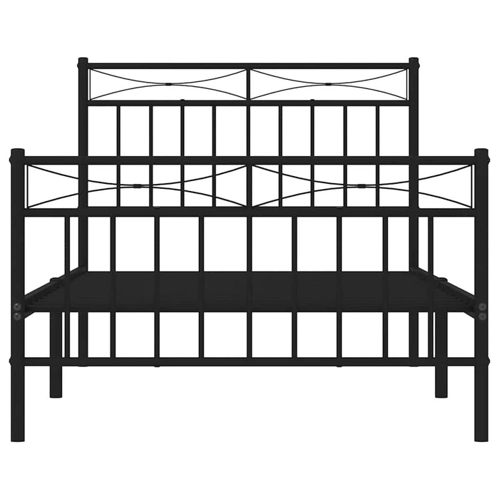 Cadru pat metalic cu tăblii de cap/picioare, negru, 100x190 cm - WALTI WALTI